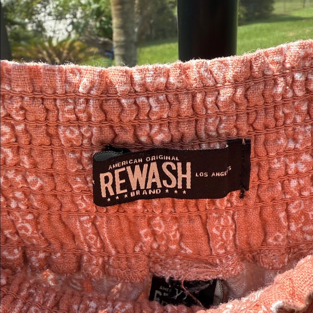 REWASH XL linen blend pull up pants peach and creme - Picture 2 of 6